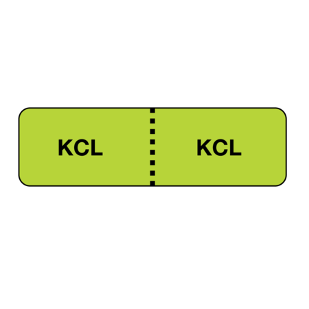 NEVS IV Drug Line Label - KCL/KCL 7/8" x 3" Flr Chart w/Black N-17498
